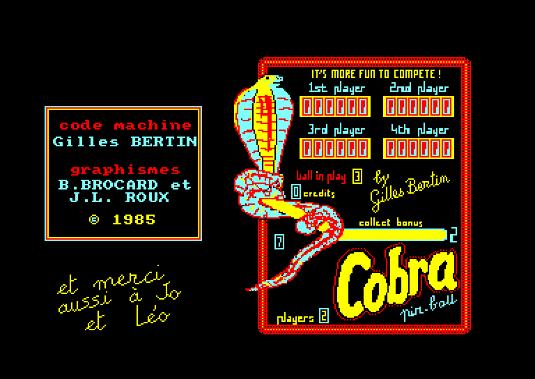 Amstrad CPC, Cobra Pinball