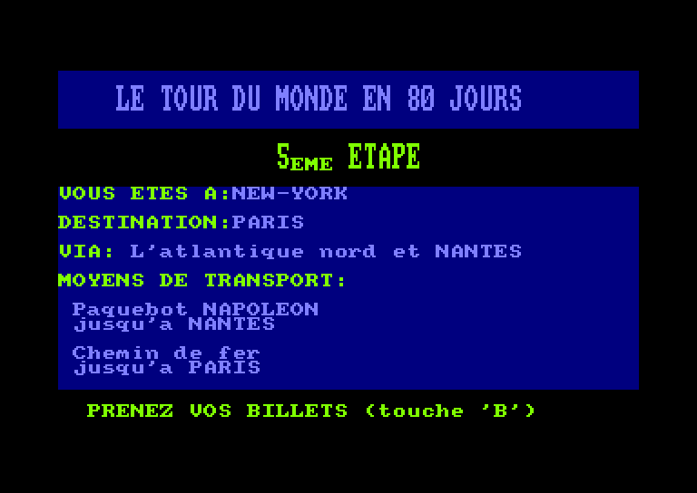 Amstrad CPC, Le Tour Du Monde En 80 Jours